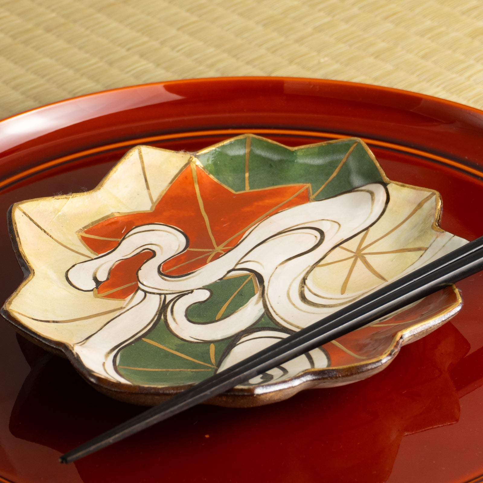 【清水焼】6寸皿　乾山写 竜田川E　俊山窯 KOTOPOTTER