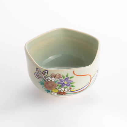 抹茶碗　灰釉花熨斗　宗絢 KOTOPOTTER