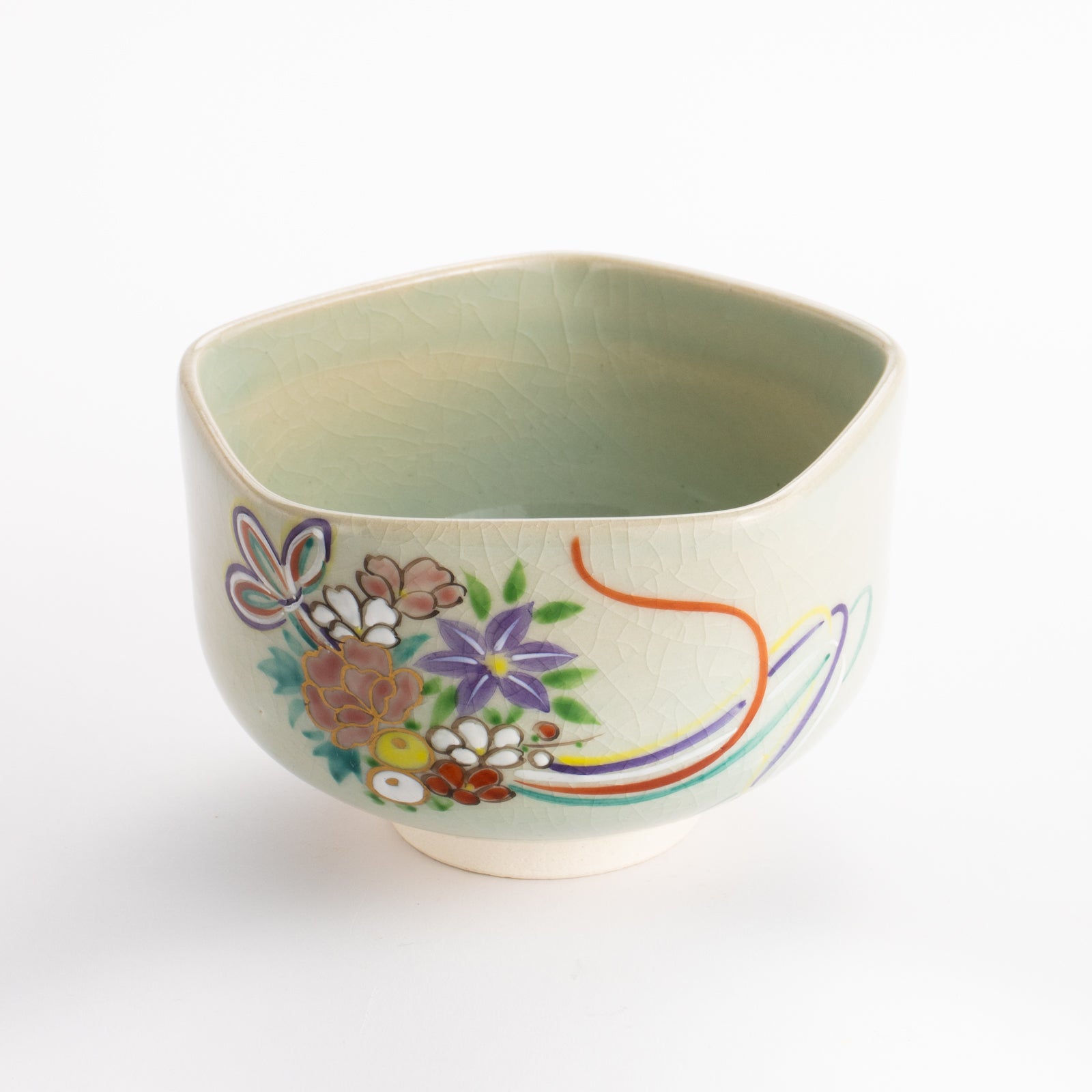 抹茶碗　灰釉花熨斗　宗絢 KOTOPOTTER