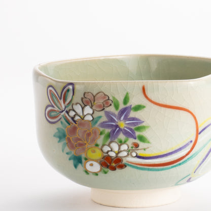 抹茶碗　灰釉花熨斗　宗絢 KOTOPOTTER