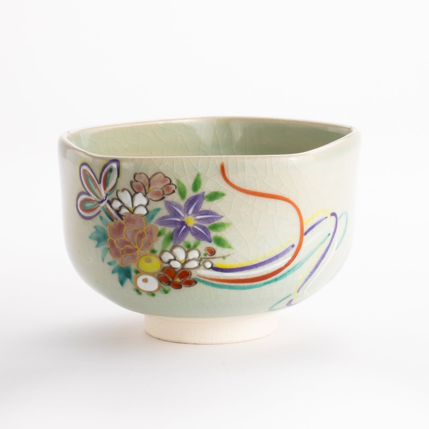 抹茶碗　灰釉花熨斗　宗絢 KOTOPOTTER