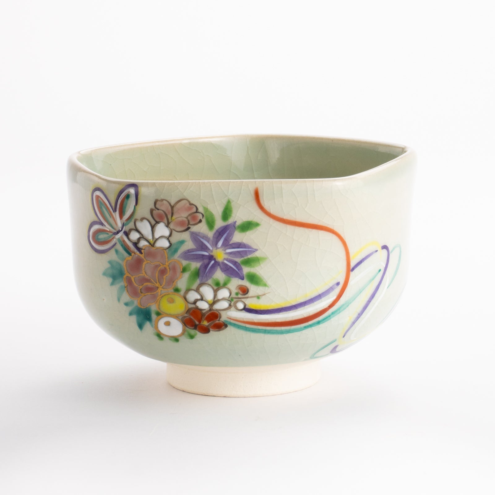 抹茶碗　灰釉花熨斗　宗絢 KOTOPOTTER