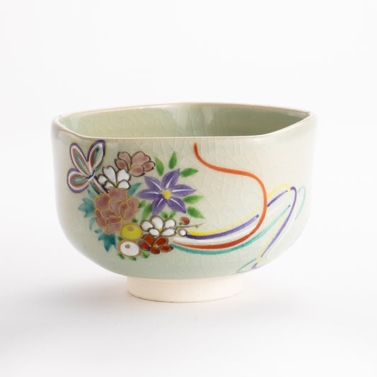 抹茶碗　灰釉花熨斗　宗絢 KOTOPOTTER