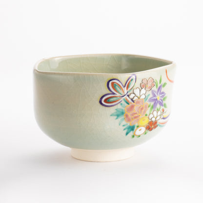 抹茶碗　灰釉花熨斗　宗絢 KOTOPOTTER