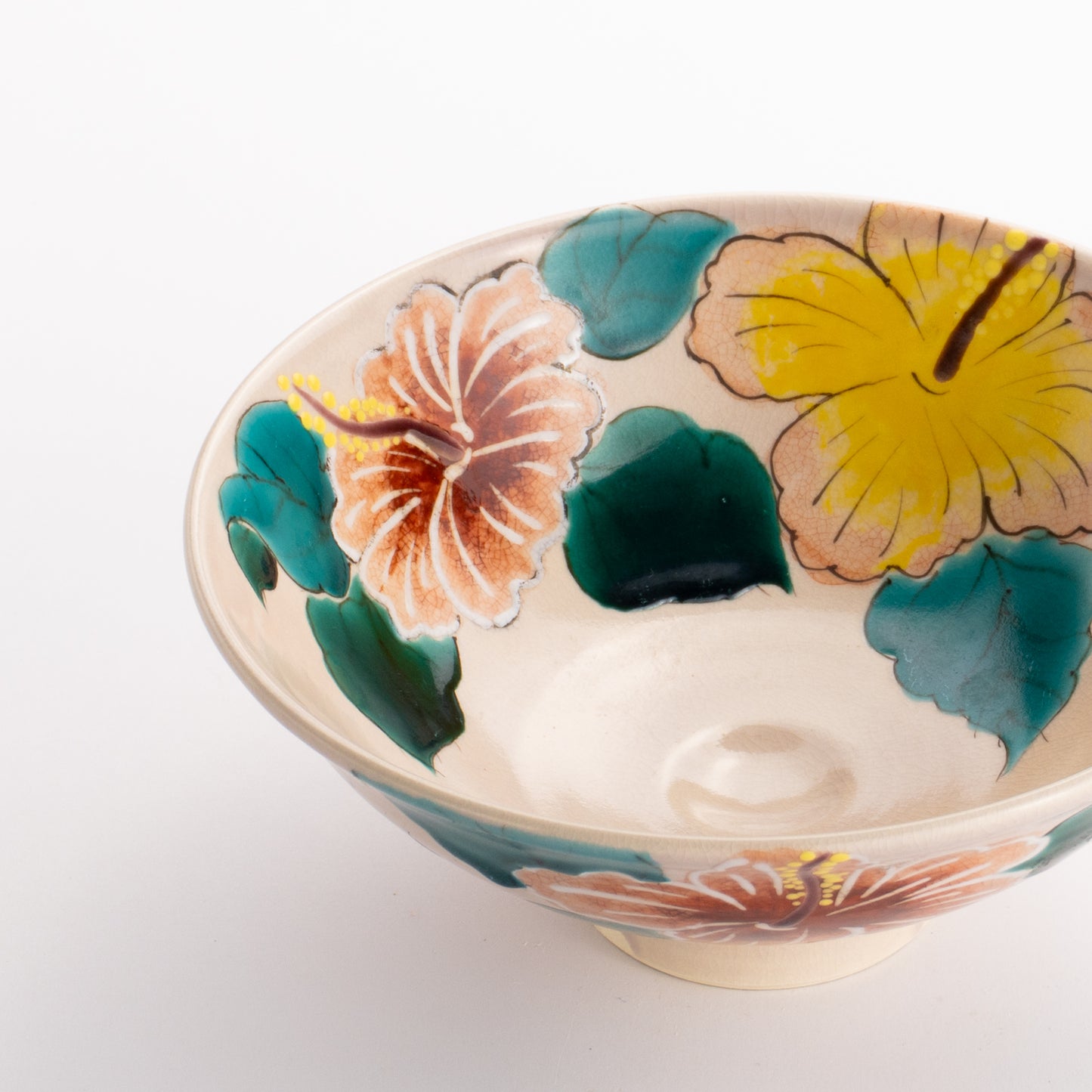 抹茶碗(平)　ハイビスカス　宗絢 KOTOPOTTER