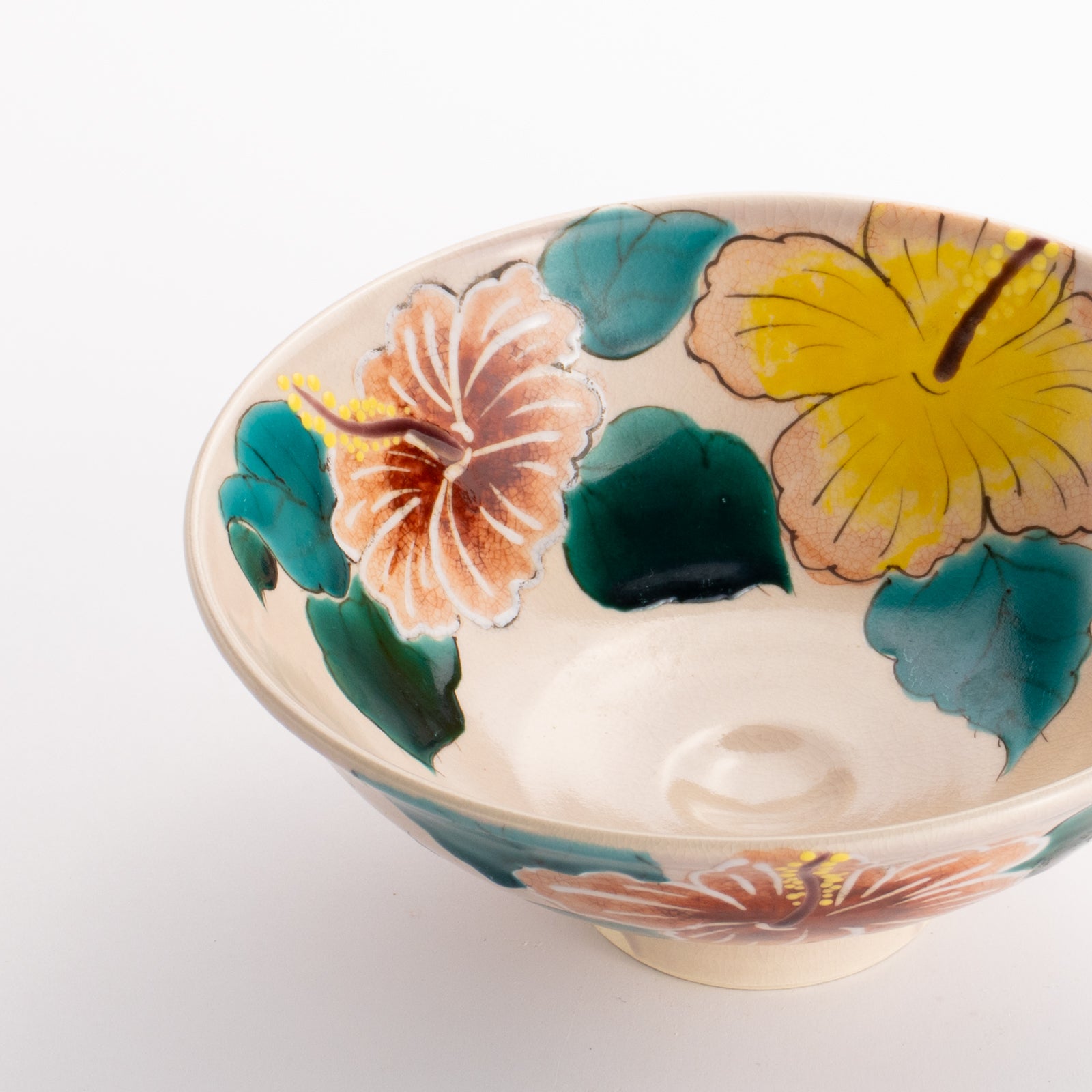 抹茶碗(平)　ハイビスカス　宗絢 KOTOPOTTER
