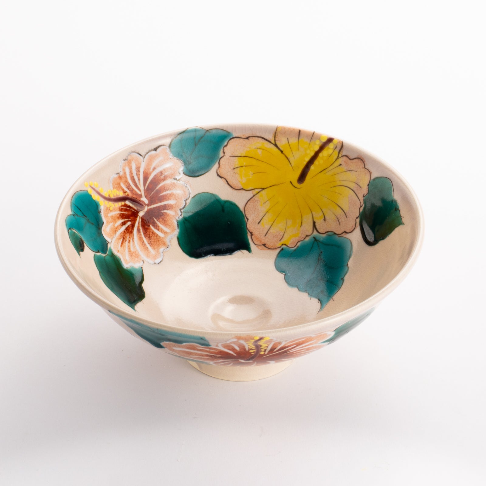 抹茶碗(平)　ハイビスカス　宗絢 KOTOPOTTER