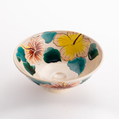 抹茶碗(平)　ハイビスカス　宗絢 KOTOPOTTER