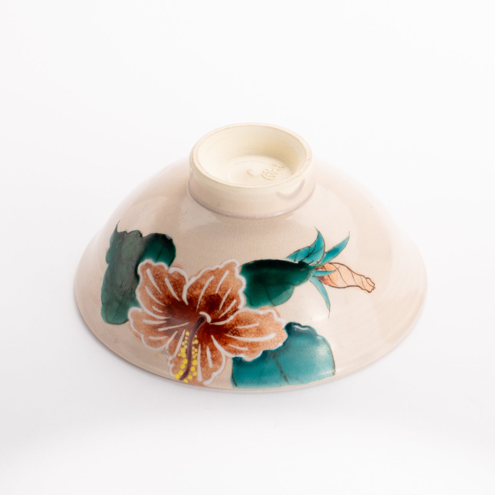 抹茶碗(平)　ハイビスカス　宗絢 KOTOPOTTER