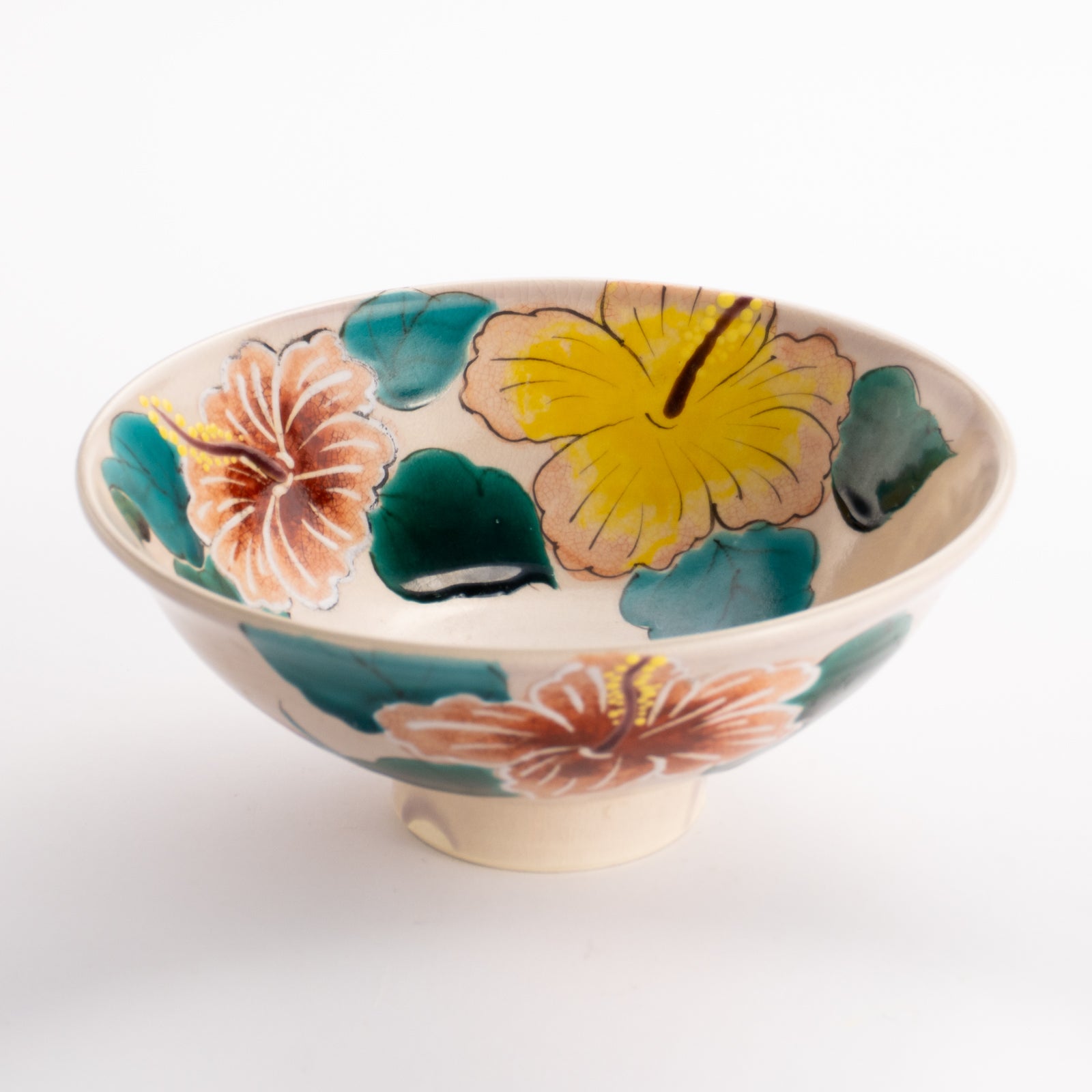 抹茶碗(平)　ハイビスカス　宗絢 KOTOPOTTER