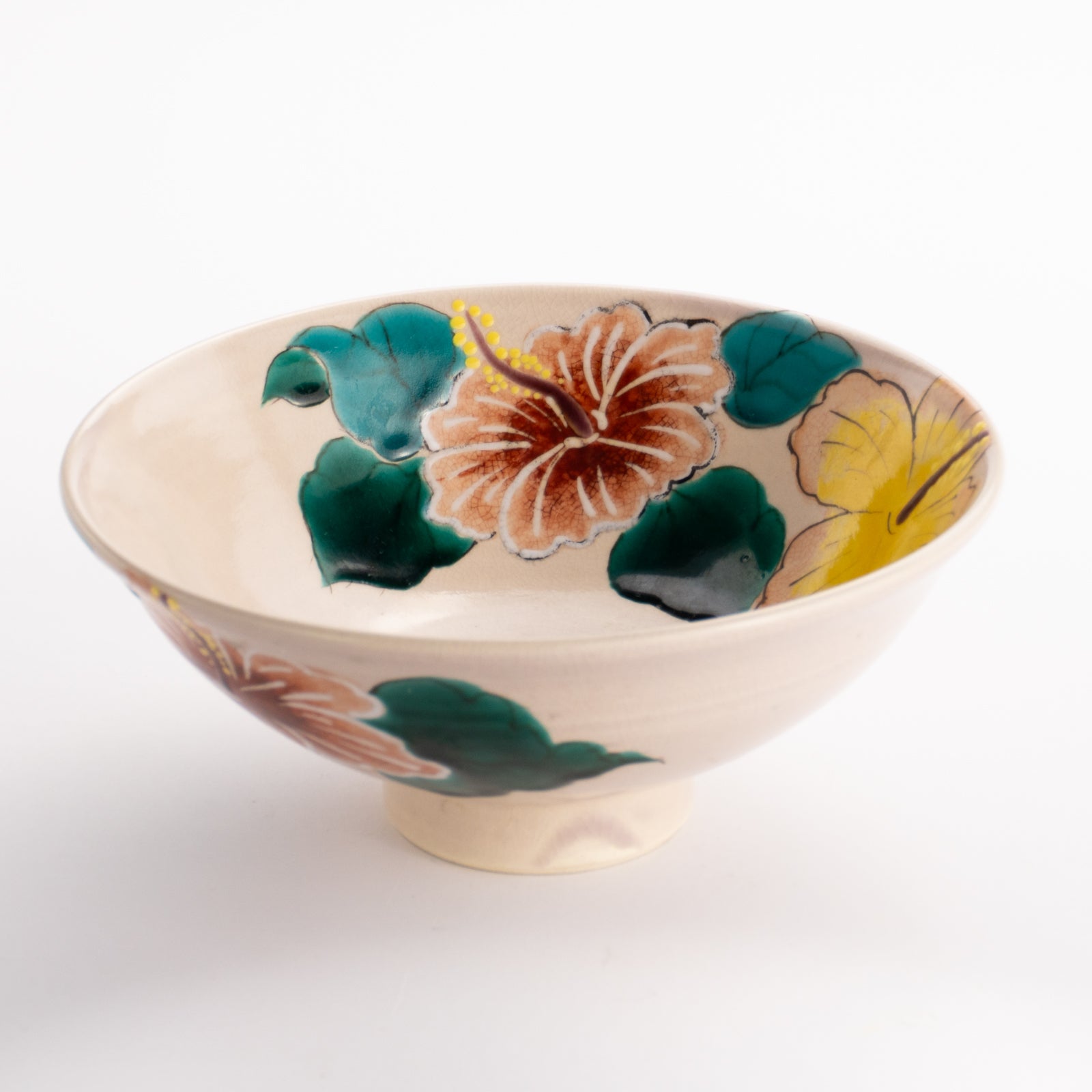 抹茶碗(平)　ハイビスカス　宗絢 KOTOPOTTER