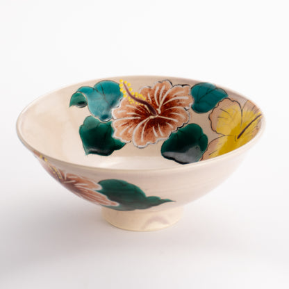抹茶碗(平)　ハイビスカス　宗絢 KOTOPOTTER