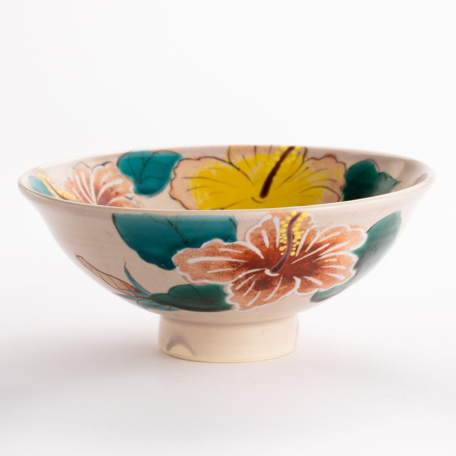 抹茶碗(平)　ハイビスカス　宗絢 KOTOPOTTER