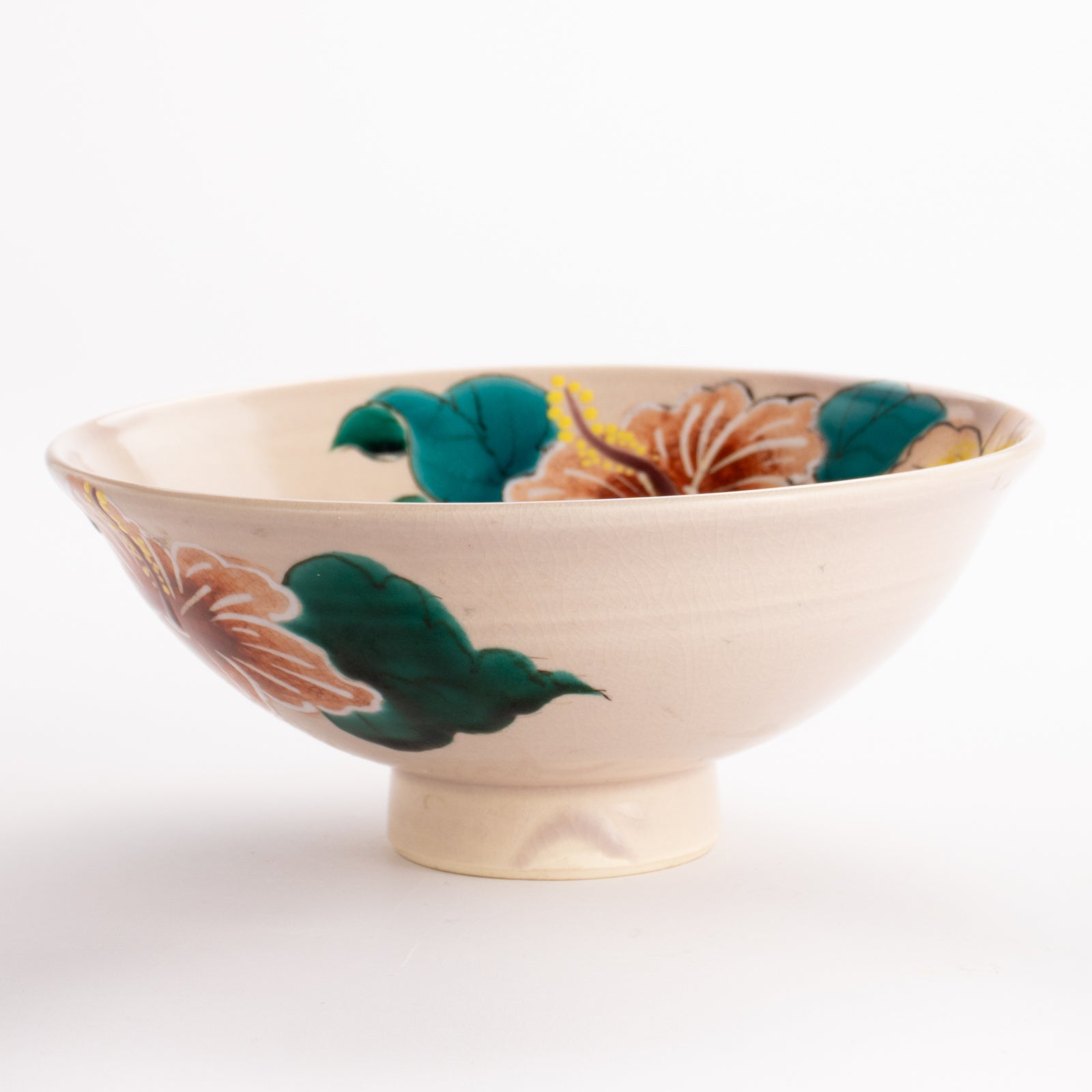 抹茶碗(平)　ハイビスカス　宗絢 KOTOPOTTER