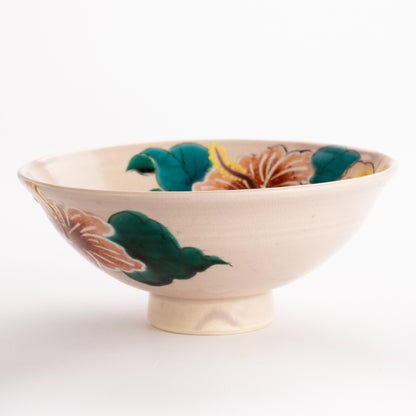 抹茶碗(平)　ハイビスカス　宗絢 KOTOPOTTER