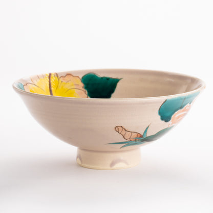 抹茶碗(平)　ハイビスカス　宗絢 KOTOPOTTER