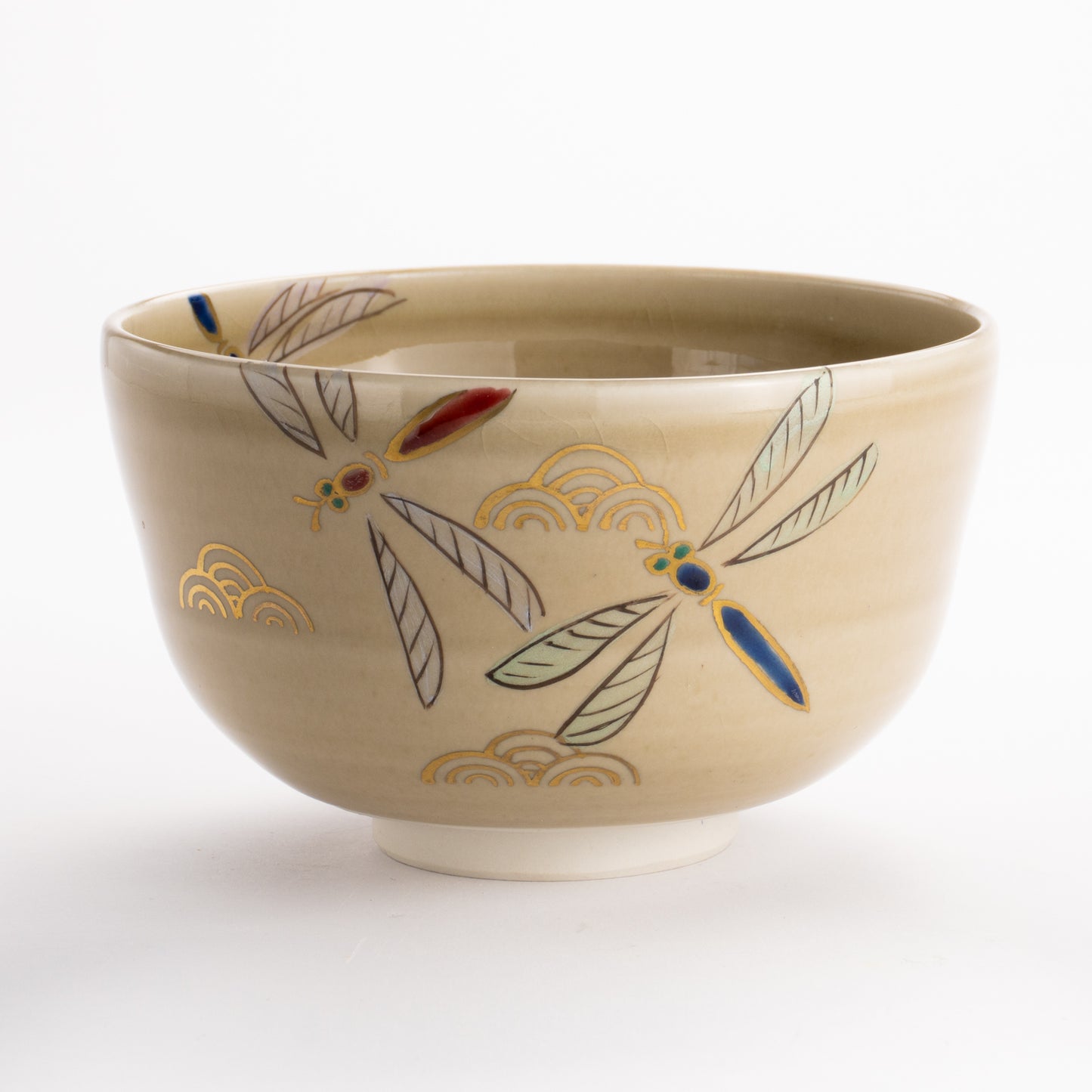 抹茶碗(平)　灰釉 トンボ　宗絢 KOTOPOTTER