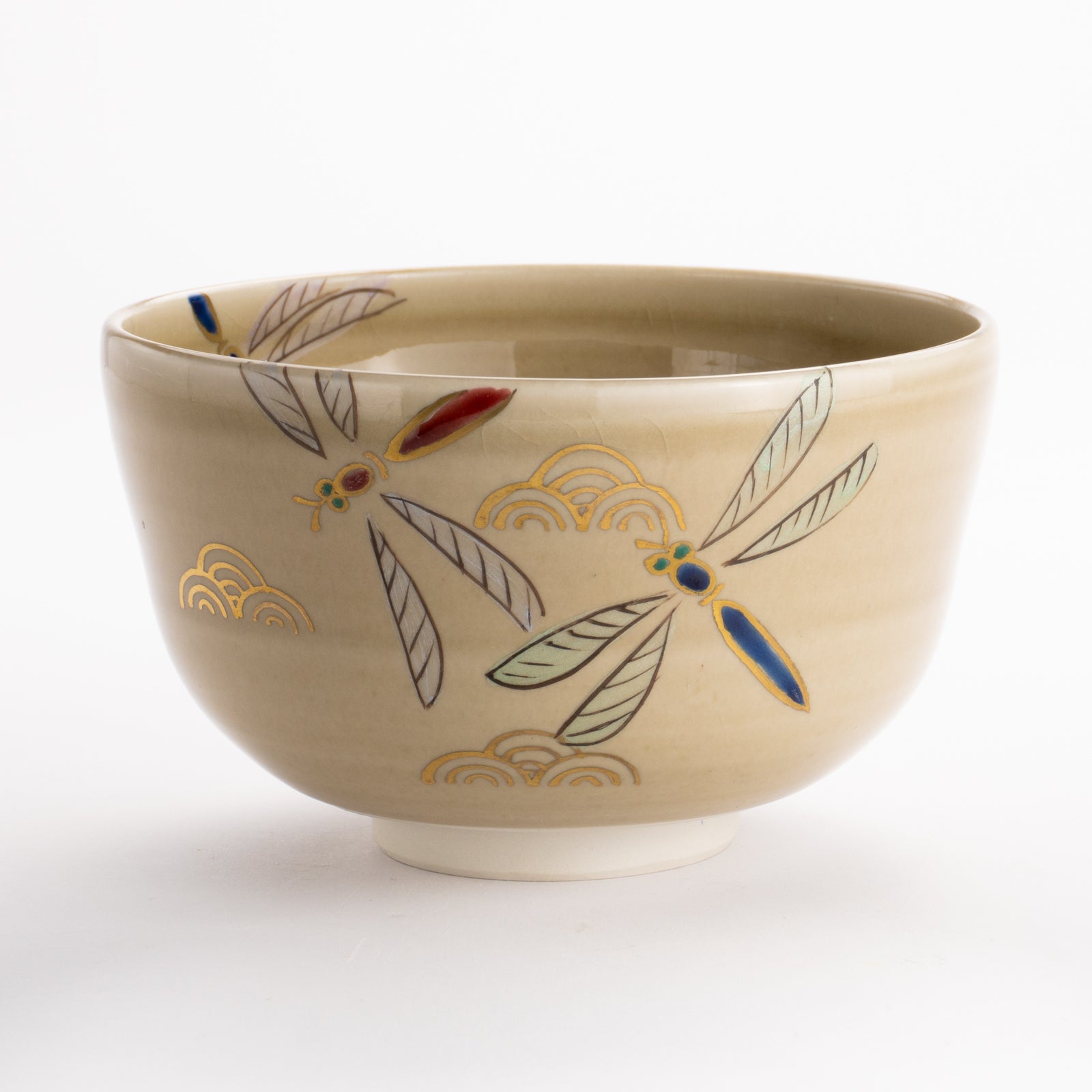抹茶碗(平)　灰釉 トンボ　宗絢 KOTOPOTTER