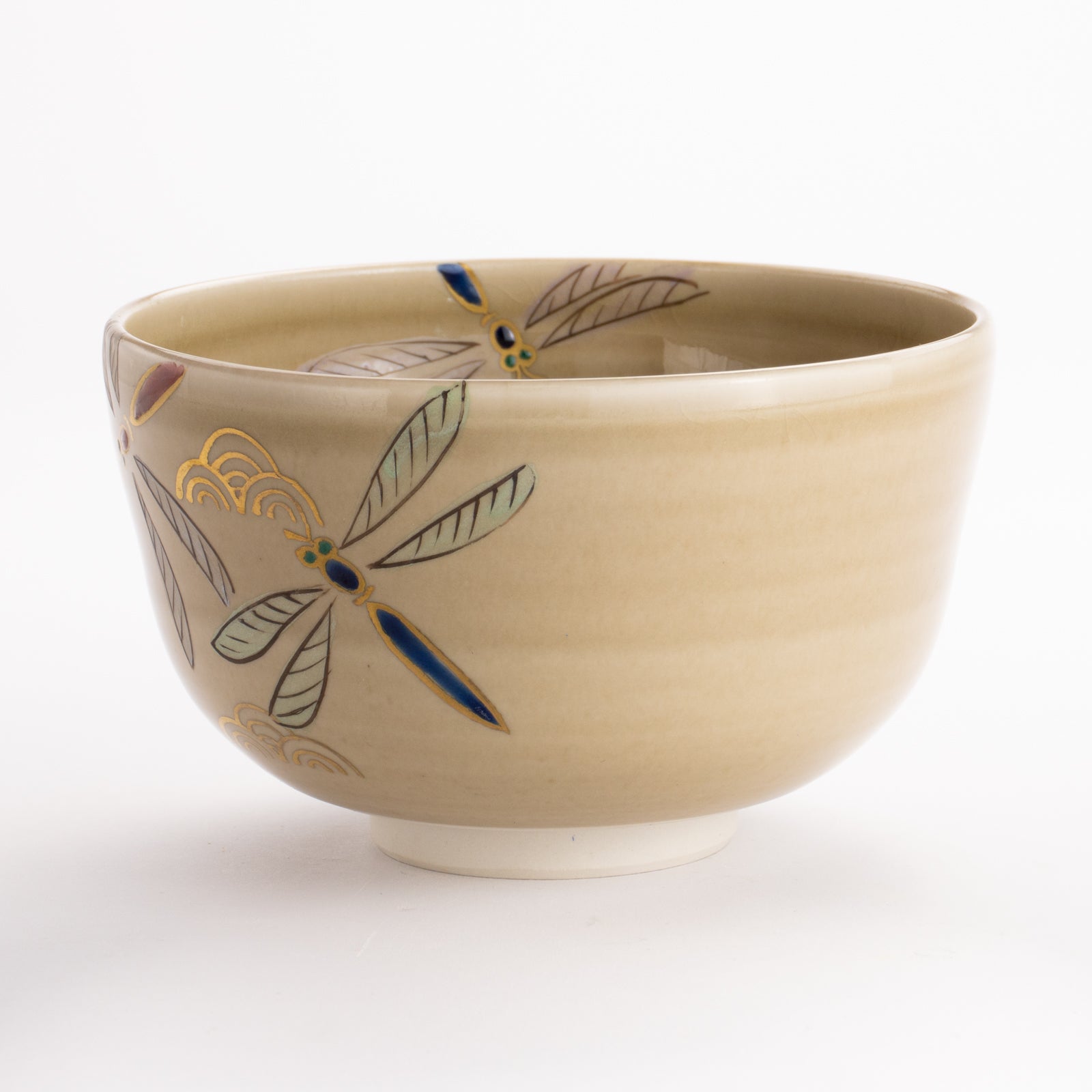 抹茶碗(平)　灰釉 トンボ　宗絢 KOTOPOTTER