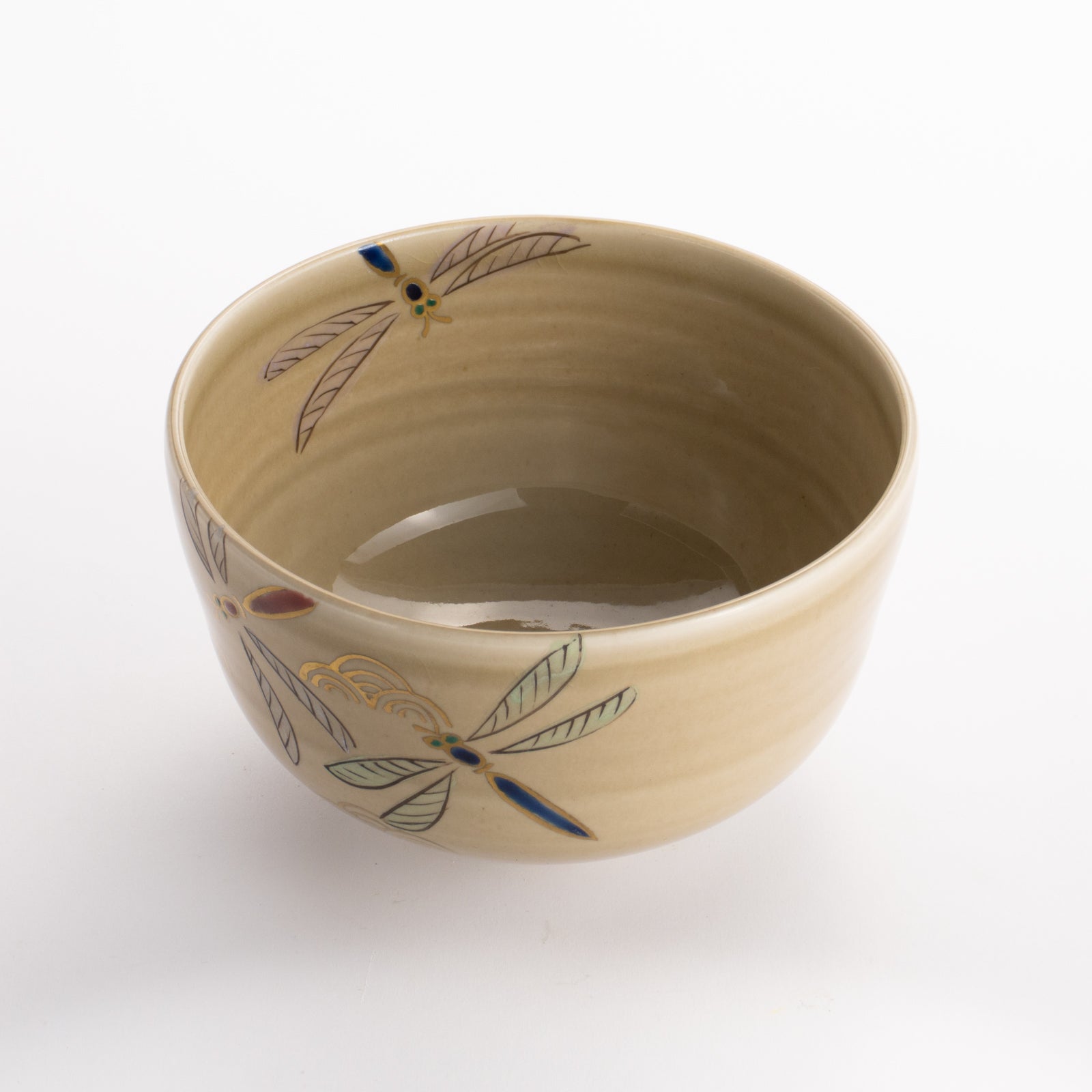 抹茶碗(平)　灰釉 トンボ　宗絢 KOTOPOTTER