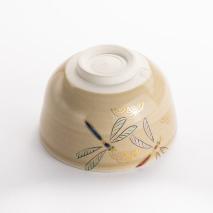 抹茶碗(平)　灰釉 トンボ　宗絢 KOTOPOTTER