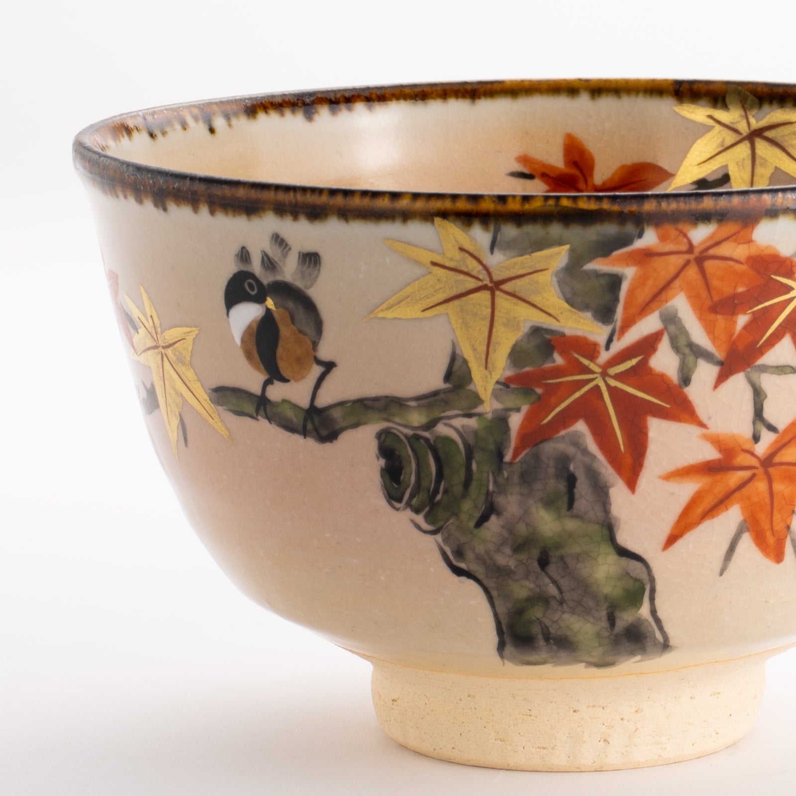 抹茶碗　紅葉に小鳥　安徳 KOTOPOTTER