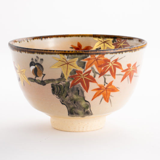 抹茶碗　紅葉に小鳥　安徳 KOTOPOTTER