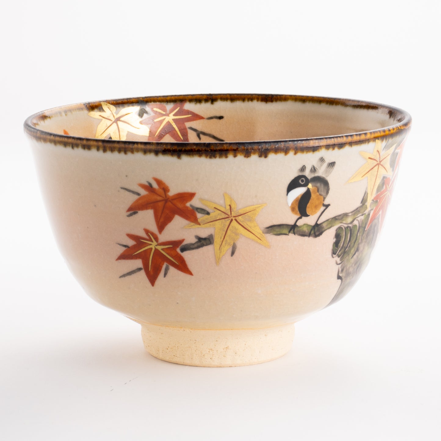 抹茶碗　紅葉に小鳥　安徳 KOTOPOTTER