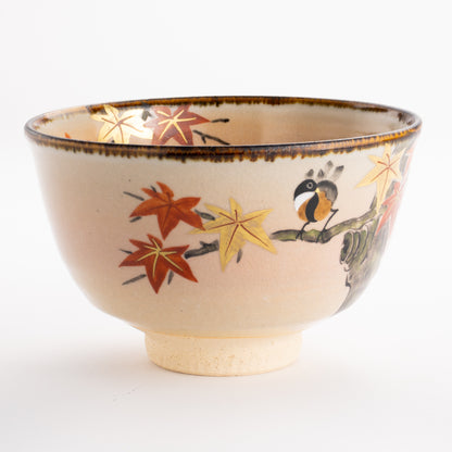 抹茶碗　紅葉に小鳥　安徳 KOTOPOTTER