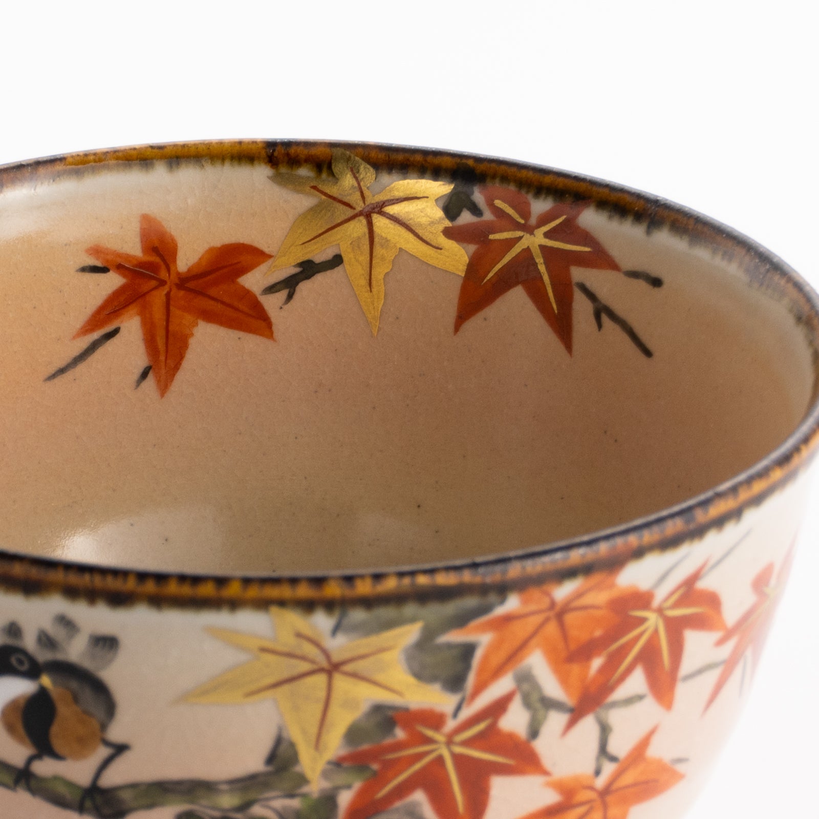 抹茶碗　紅葉に小鳥　安徳 KOTOPOTTER