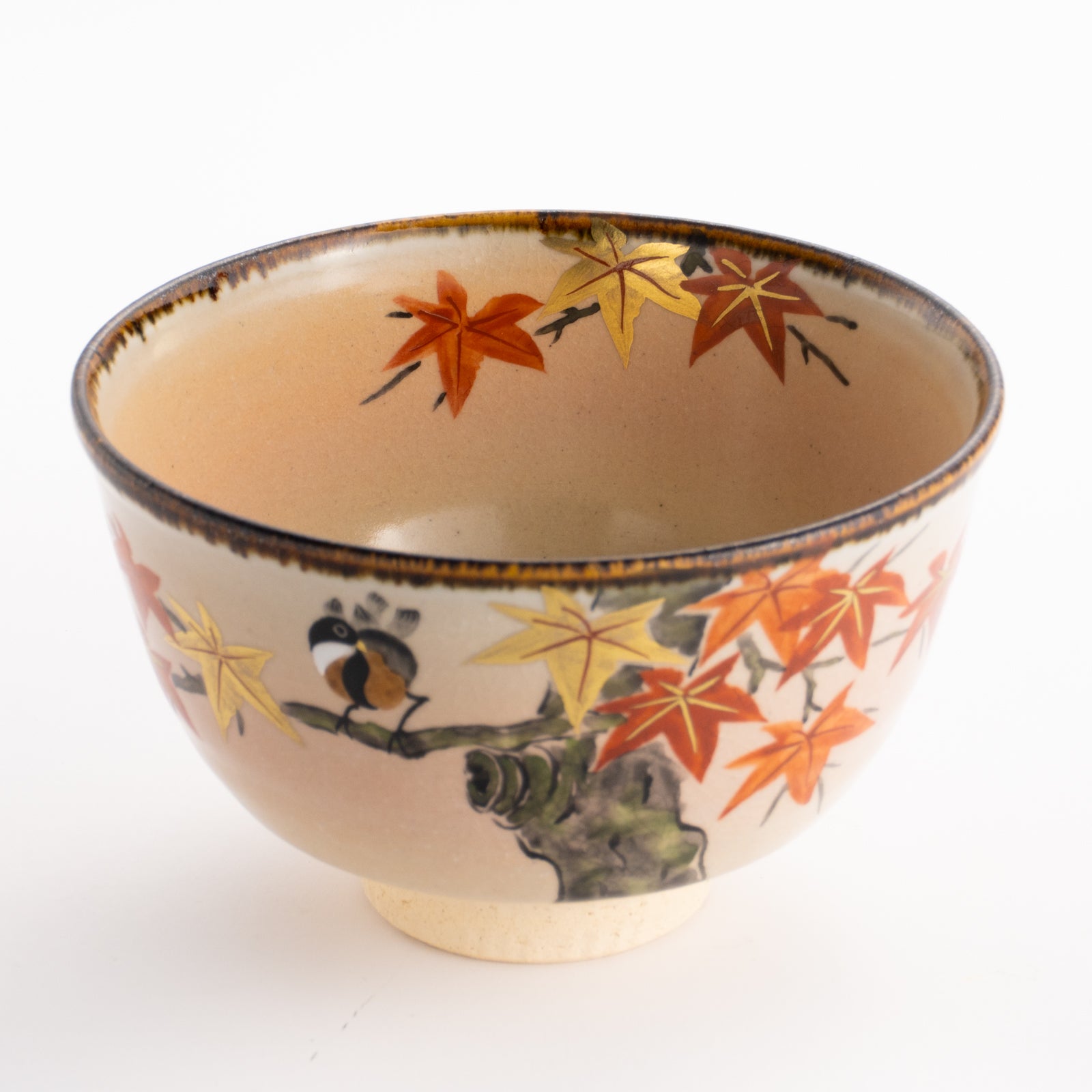 抹茶碗　紅葉に小鳥　安徳 KOTOPOTTER