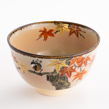 抹茶碗　紅葉に小鳥　安徳 KOTOPOTTER