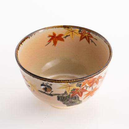 抹茶碗　紅葉に小鳥　安徳 KOTOPOTTER