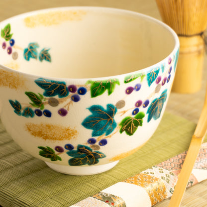 抹茶碗　色絵 葡萄　宗絢 KOTOPOTTER