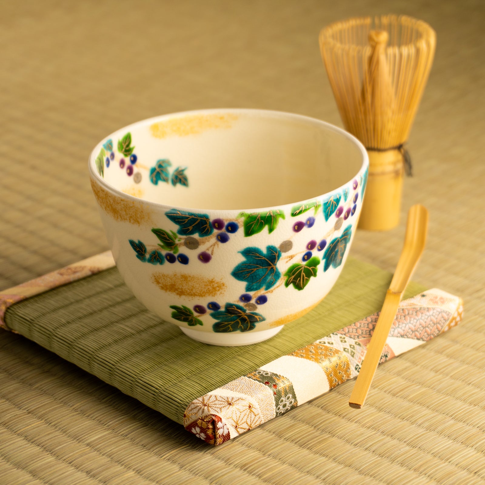 京都清水烧抹茶碗彩绘葡萄｜起乐｜KOTOPOTTER