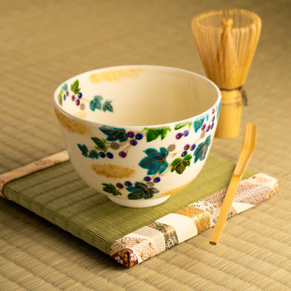 抹茶碗　色絵 葡萄　宗絢 KOTOPOTTER