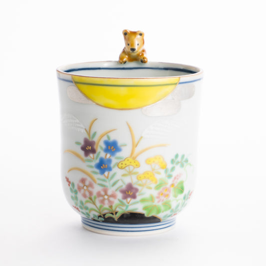 クマの湯呑　月見七草　深田香奈重 KOTOPOTTER