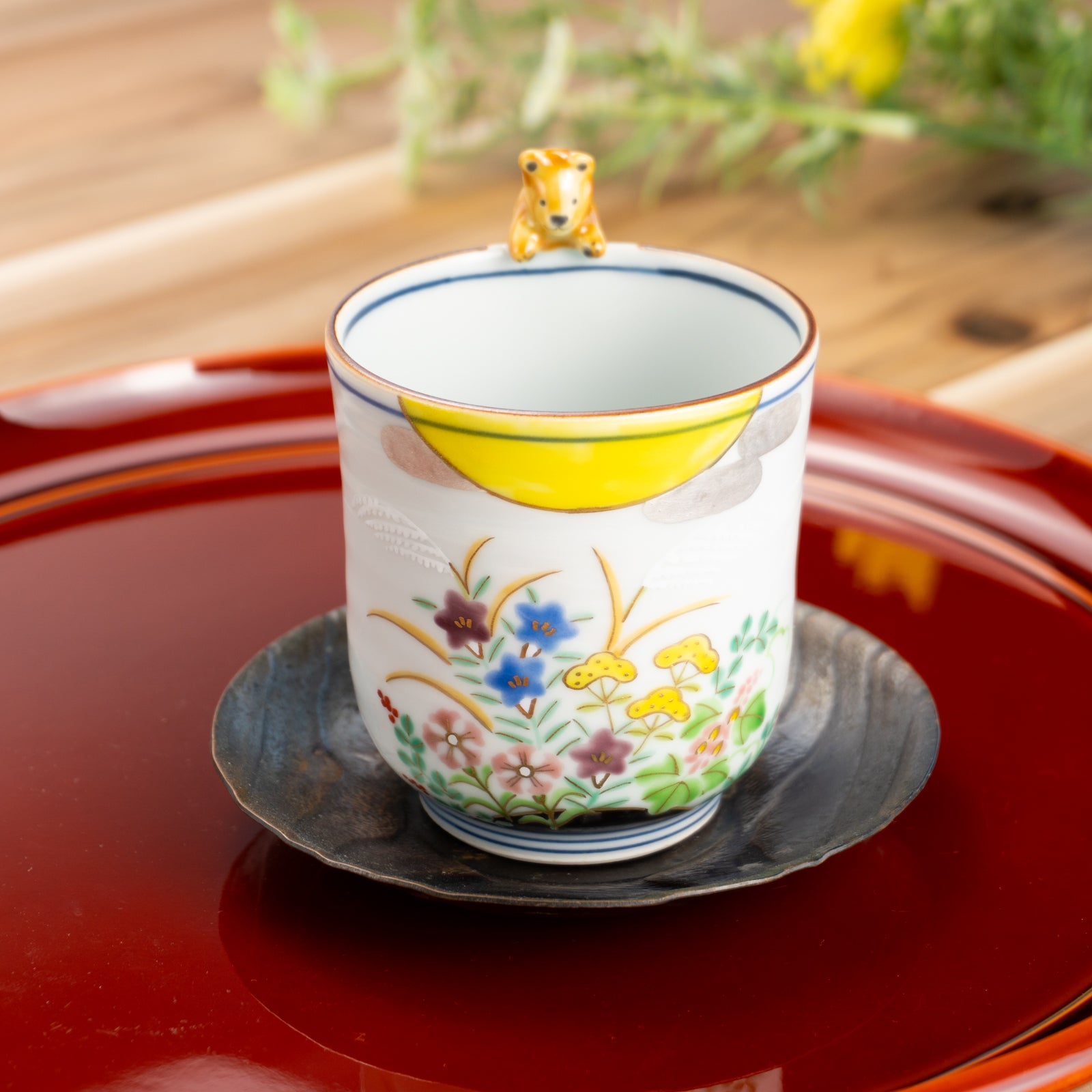 クマの湯呑　月見七草　深田香奈重 KOTOPOTTER