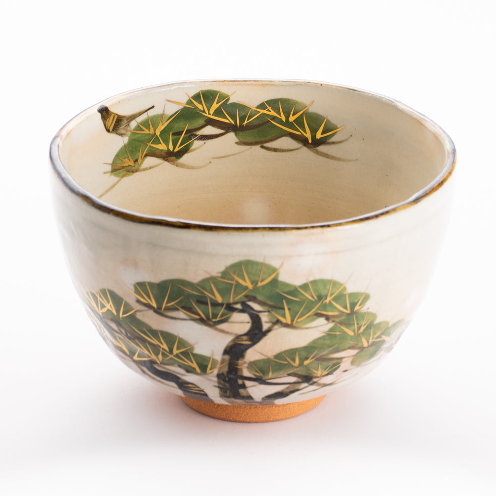 Matcha bowl -Pine tree by Shunzan kiln| Kyoto traditional pottery