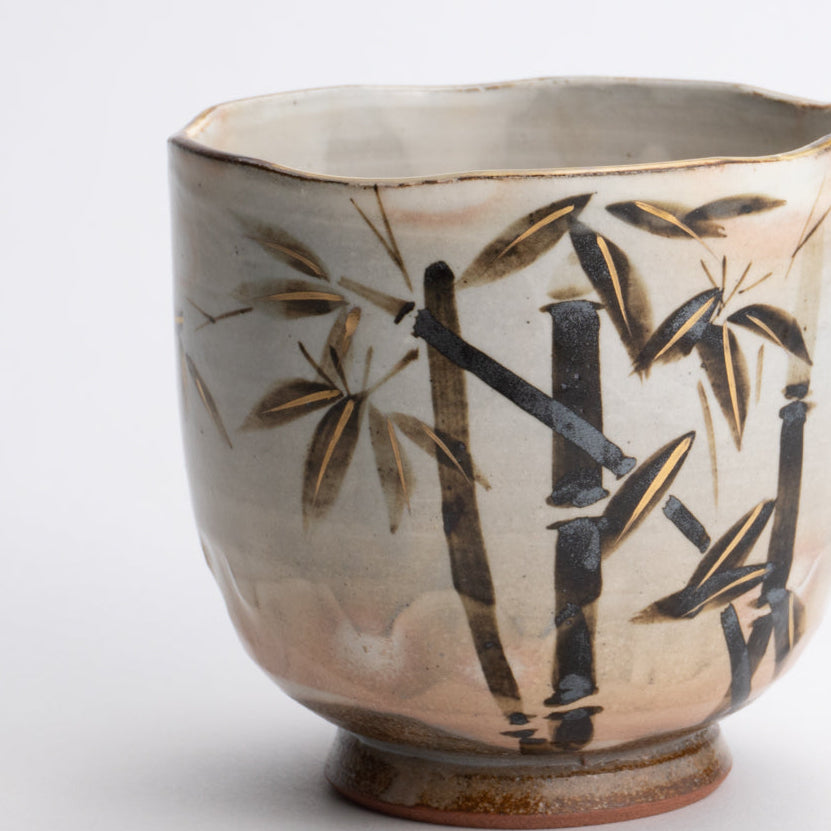 タンブラー　銹絵漢詩 竹　俊山窯 - Handcrafted Japanese pottery from Kyoto - Kyo ware / Kiyomizu ware.