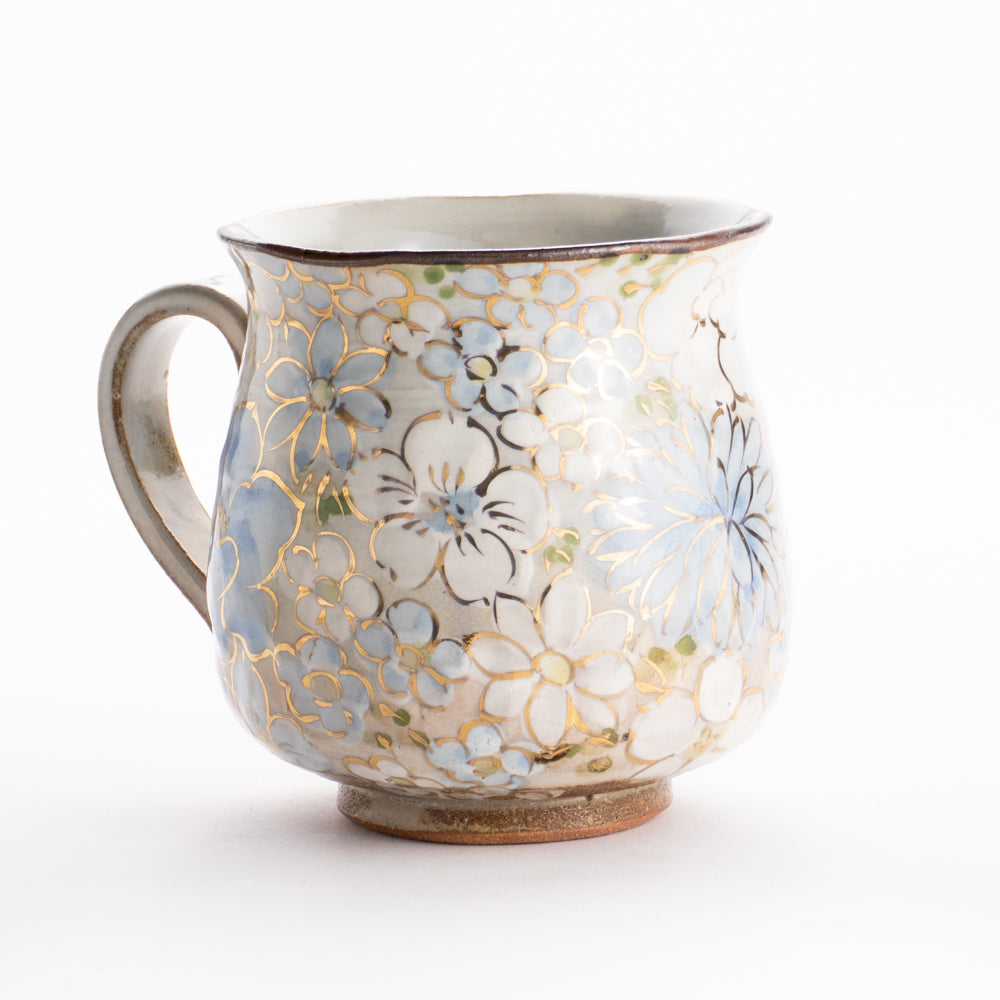 【清水焼】マグカップ　花まつり青　俊山窯 KOTOPOTTER