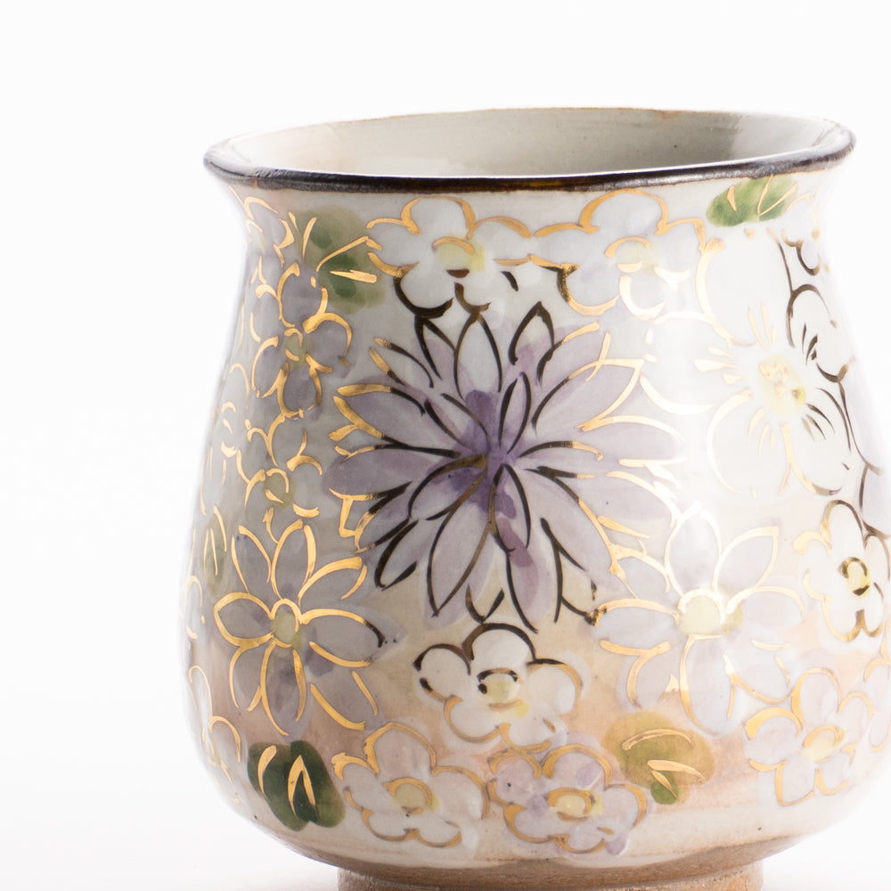 【清水焼】湯呑　花まつり 紫　俊山窯 KOTOPOTTER