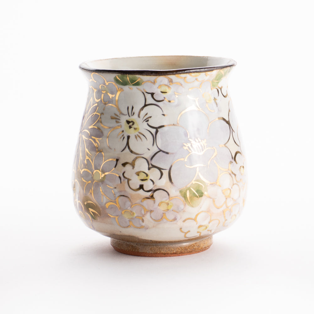 【清水焼】湯呑　花まつり 紫　俊山窯 KOTOPOTTER