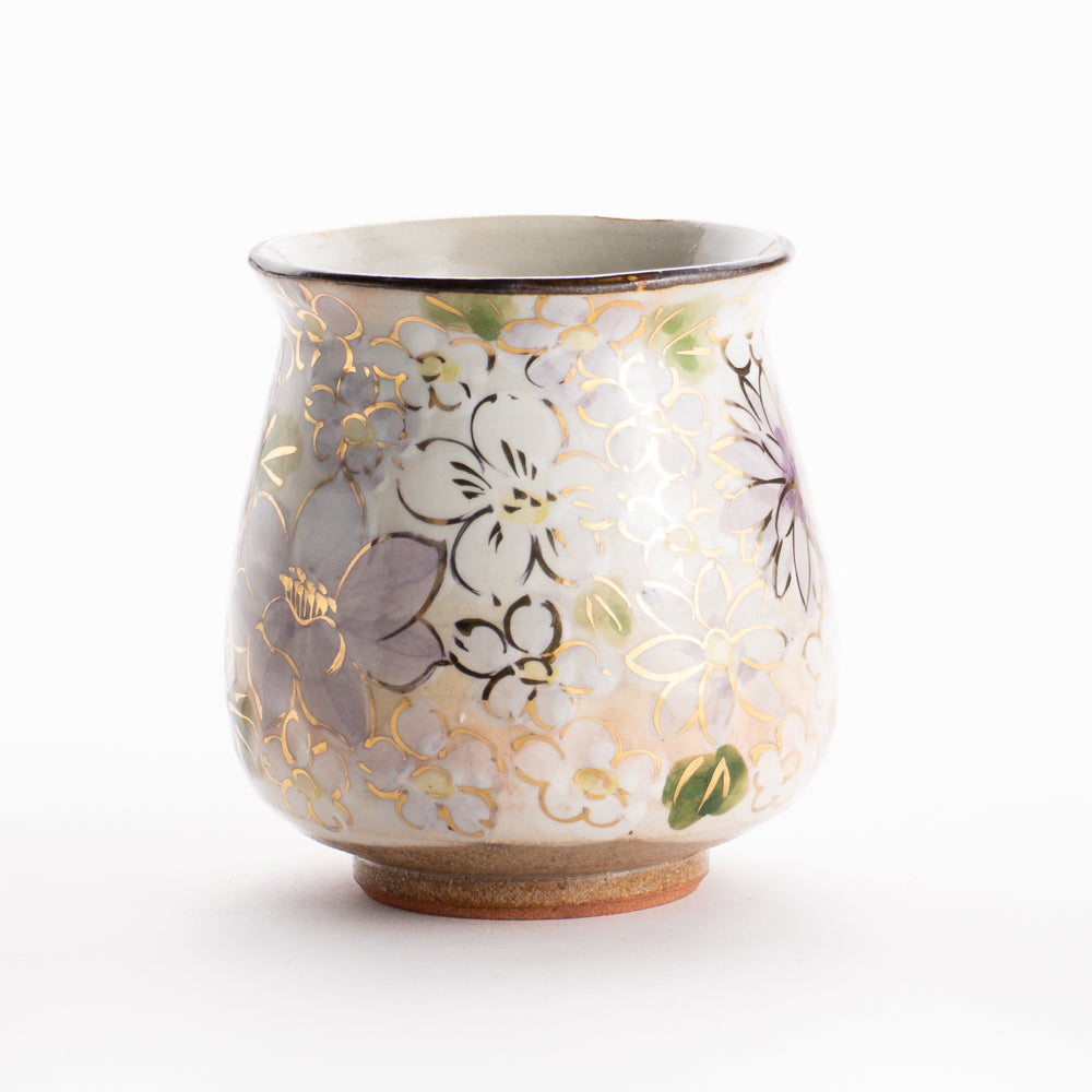 【清水焼】湯呑　花まつり 紫　俊山窯 KOTOPOTTER