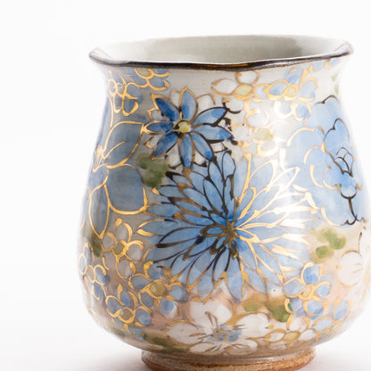【清水焼】湯呑　花まつり 青　俊山窯 KOTOPOTTER