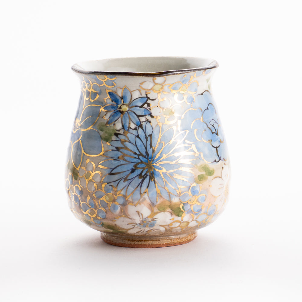 【清水焼】湯呑　花まつり 青　俊山窯 KOTOPOTTER