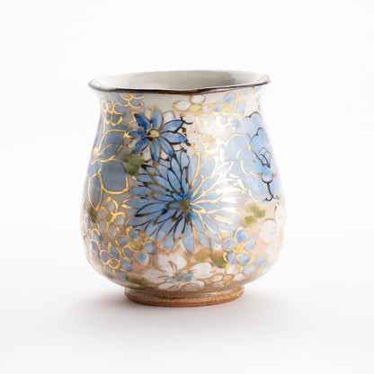 【清水焼】湯呑　花まつり 青　俊山窯 KOTOPOTTER
