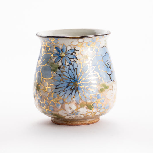 【清水焼】湯呑　花まつり 青　俊山窯 KOTOPOTTER