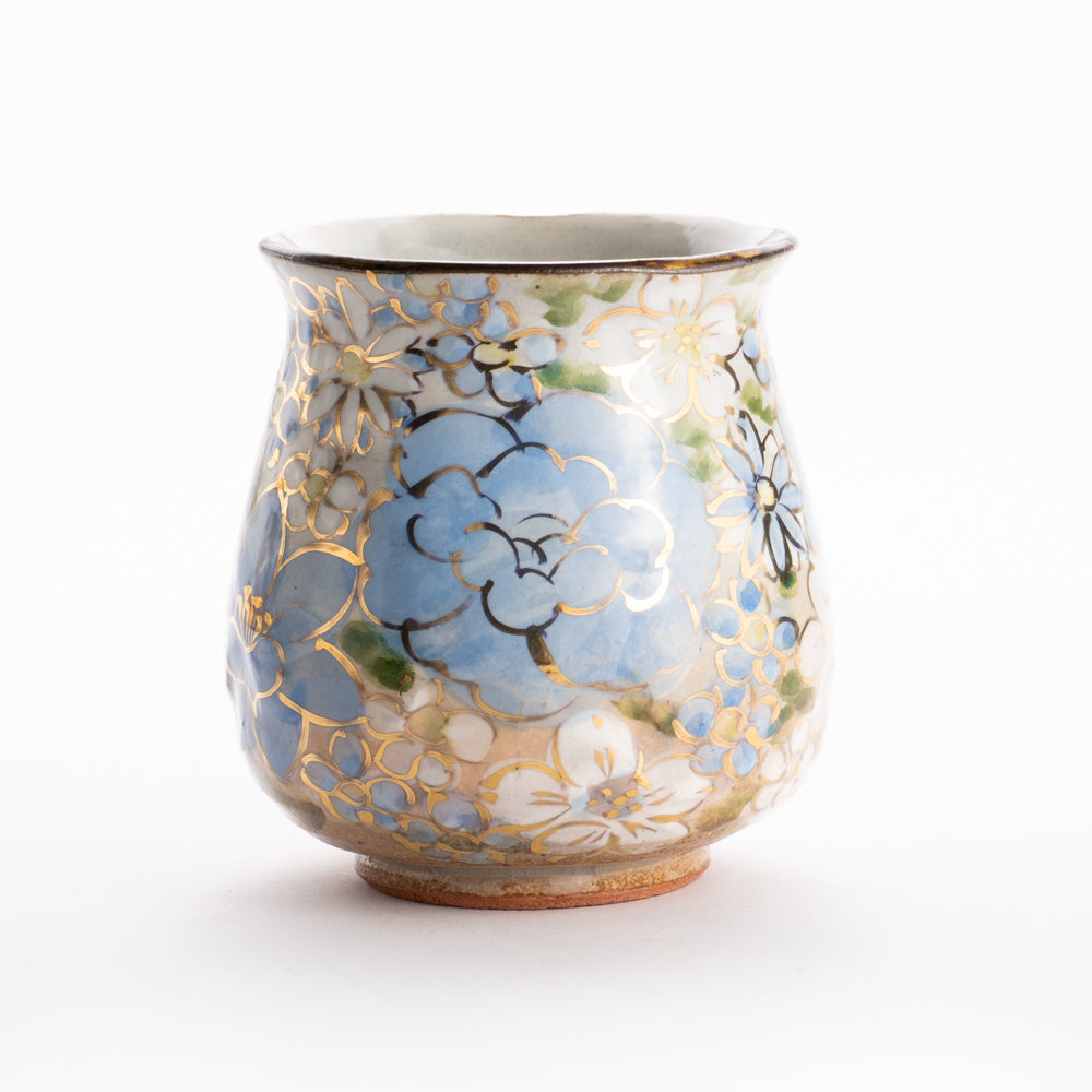 【清水焼】湯呑　花まつり 青　俊山窯 KOTOPOTTER