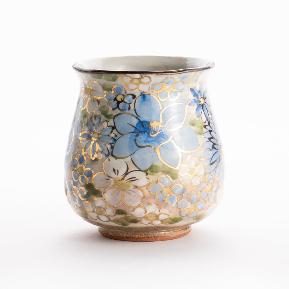 【清水焼】湯呑　花まつり 青　俊山窯 KOTOPOTTER